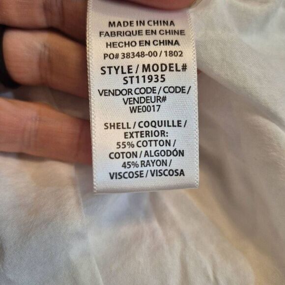 Splendid Women's White Cotton/Rayon Round Neck Long Sleeve Button Down Shirt - Picture 10 of 10